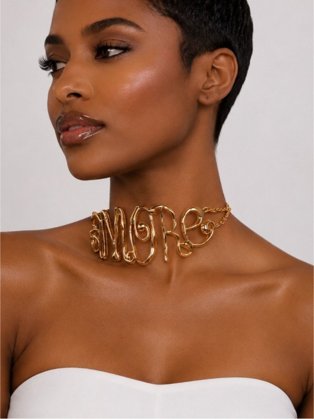 Sculptural Script Choker Necklace